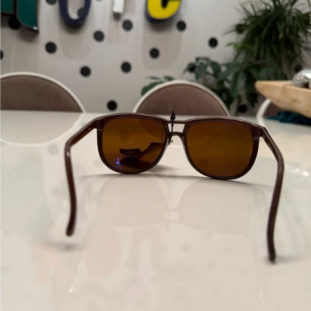 True Vintage 1979s / 1980s Brown Unisex Bullet Hole Aviator Sunglasses